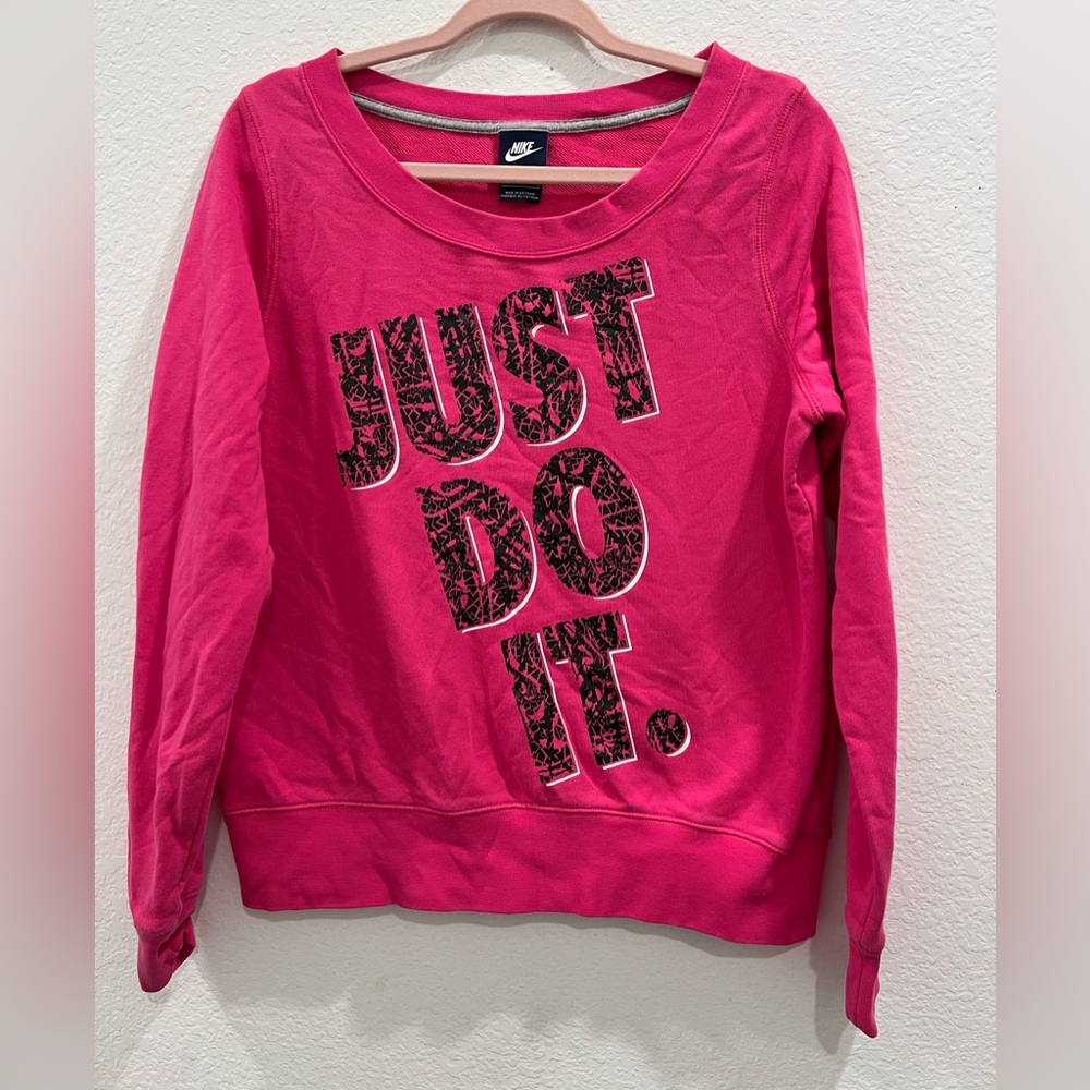 Nike‎ Just Do It Hot Pink Women’s Crew Neck Sweatshirt Size Large